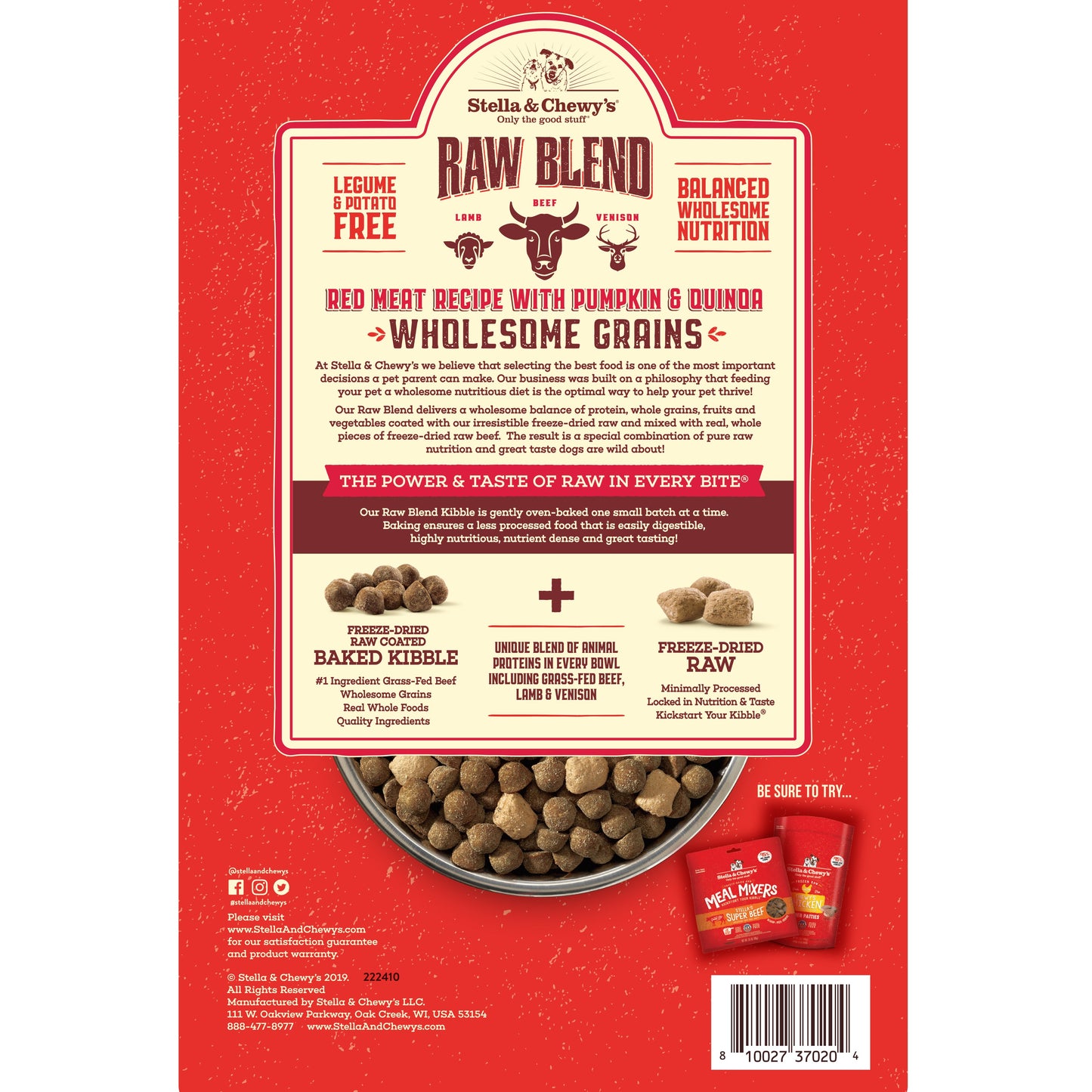 Stella & Chewy's Raw Coated Kibble With Wholesome Grains Red Meat Recipe Dry Dog Food